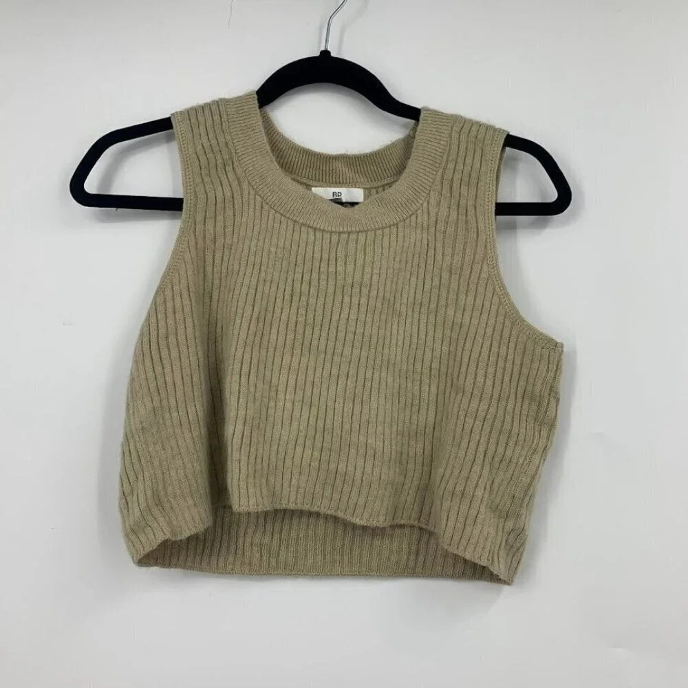 Bp Women's Ribbed Round Neck Knit Tank Top in Tan Dale Size L NWT